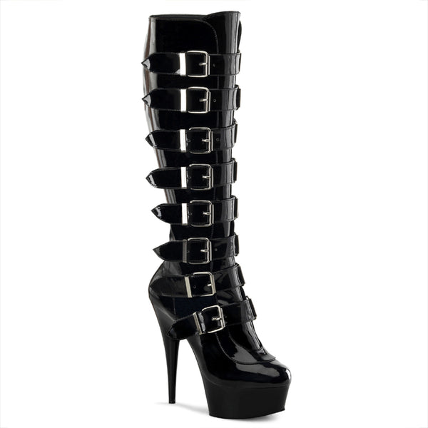 DELIGHT-2049 Plateau Stiefel Schwarz Lack von Pleaser