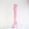 DELIGHT-3000HWR - Plateau Overknee Stiefel - Rosa Glänzend von Pleaser – Ansicht 3