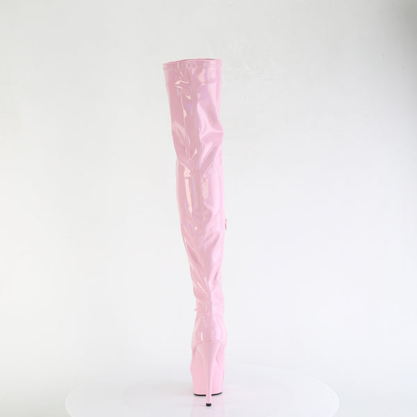 DELIGHT-3000HWR - Plateau Overknee Stiefel - Rosa Glänzend von Pleaser – Ansicht 4