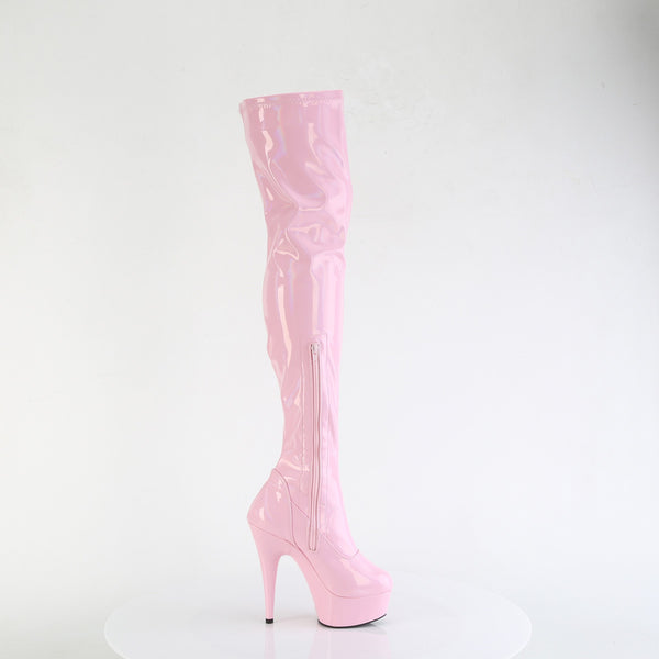 DELIGHT-3000HWR - Plateau Overknee Stiefel - Rosa Glänzend von Pleaser – Ansicht 5