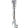DELIGHT-3000HWR - Plateau Overknee Stiefel - Silber von Pleaser