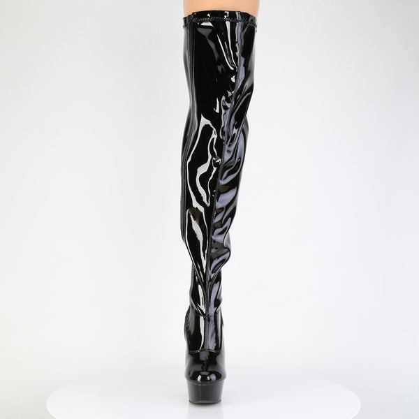 DELIGHT-3000WCF Plateau Overknee Stiefel - Schwarz Lack von Pleaser – Ansicht 2