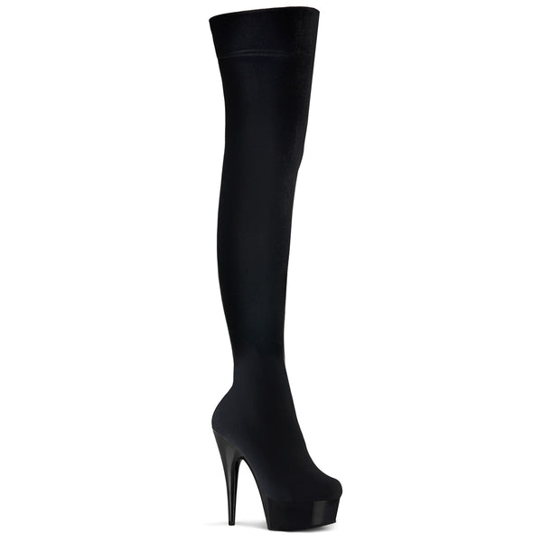 DELIGHT-3002 Plateau Overknee Stiefel Schwarz von Pleaser