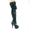 DELIGHT-3004 Plateau Overknee Stiefel - Schwarz/Grün/Blau von Pleaser – Ansicht 5
