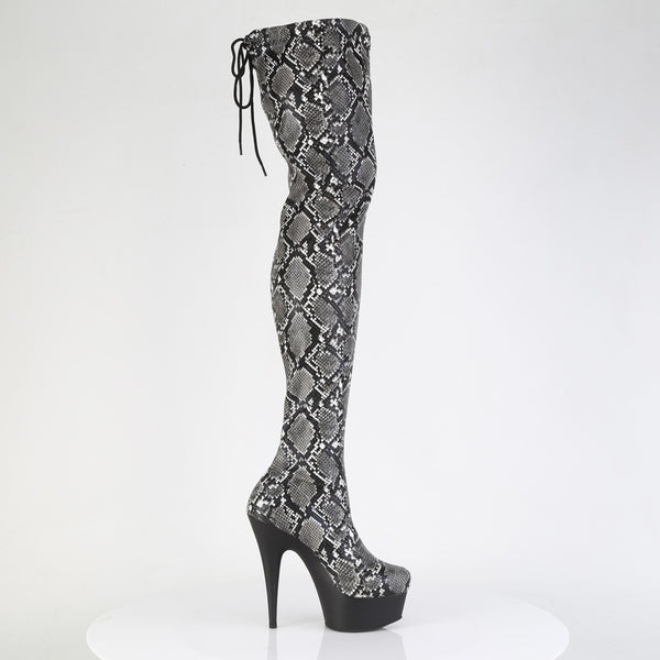 DELIGHT-3008SP-BT Plateau Overknee Stiefel Schlangenmuster Grau von Pleaser – Ansicht 5