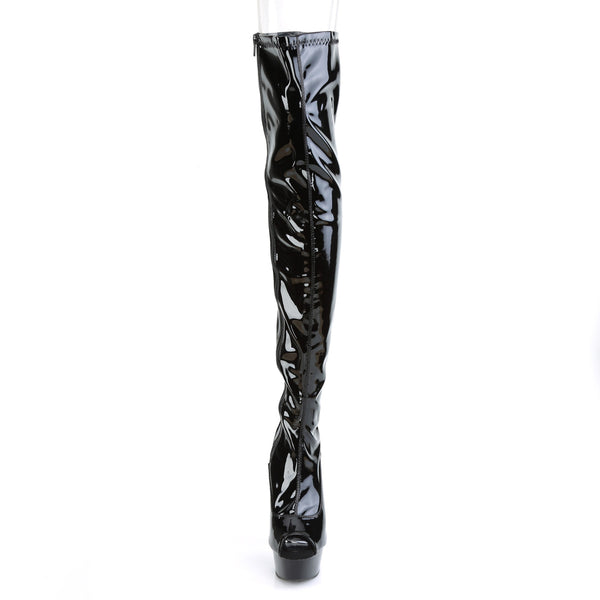 DELIGHT-3011 Plateau Overknee Stiefel Schwarz Lack | Pleaser SALE