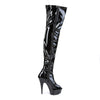DELIGHT-3011 Plateau Overknee Stiefel Schwarz Lack | Pleaser SALE