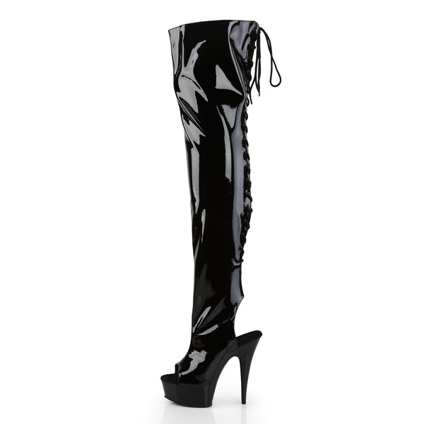 DELIGHT-3017 Plateau Overknee Stiefel Schwarz Lack | Pleaser