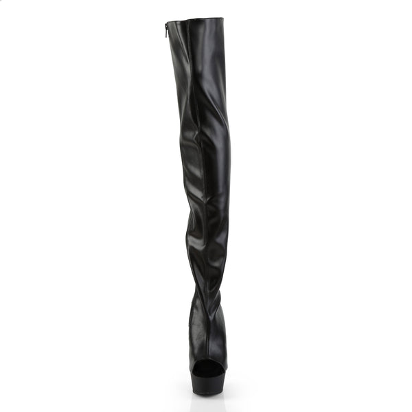 DELIGHT-3017 Plateau Overknee Stiefel Schwarz von Pleaser – Ansicht 2