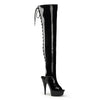 DELIGHT-3017 Plateau Overknee Stiefel Schwarz Lack | Pleaser
