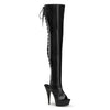 DELIGHT-3017 Plateau Overknee Stiefel Schwarz von Pleaser