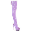 DELIGHT-3017 Plateau Overknee Stiefel Peeptoe Lila Lack von Pleaser