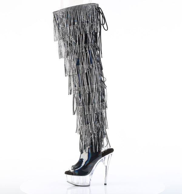 DELIGHT-3017HG-RSF Plateau Overknee Stiefel mit Strasssteinen - Schwarz von Pleaser – Ansicht 3