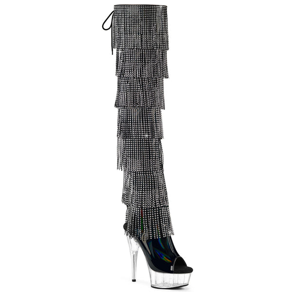 DELIGHT-3017HG-RSF Plateau Overknee Stiefel mit Strasssteinen - Schwarz von Pleaser