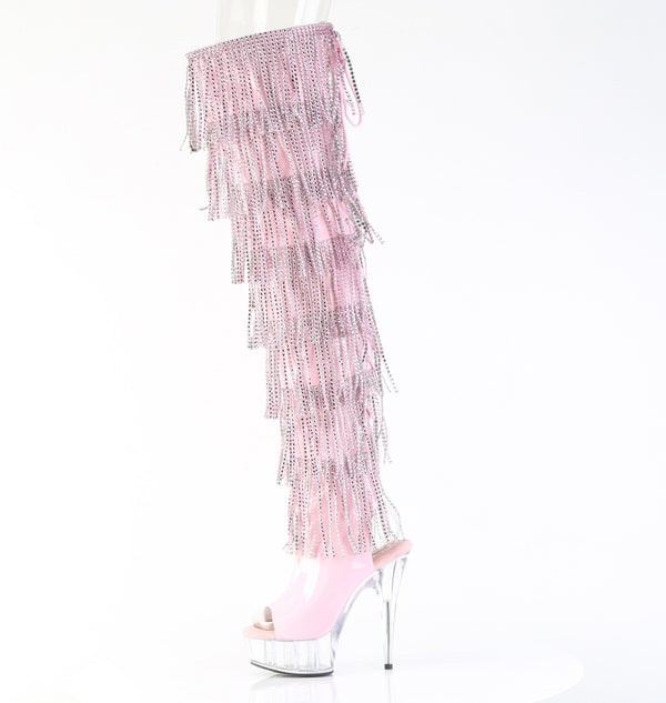 DELIGHT-3017HG-RSF Plateau Overknee Stiefel mit Strasssteinen - Rosa von Pleaser – Ansicht 3