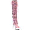 DELIGHT-3017HG-RSF Plateau Overknee Stiefel mit Strasssteinen - Rosa von Pleaser