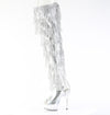 DELIGHT-3017HG-RSF Plateau Overknee Stiefel mit Strasssteinen - Silber von Pleaser – Ansicht 3