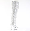 DELIGHT-3017HG-RSF Plateau Overknee Stiefel mit Strasssteinen - Silber von Pleaser – Ansicht 5