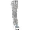 DELIGHT-3017HG-RSF Plateau Overknee Stiefel mit Strasssteinen - Silber von Pleaser
