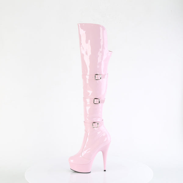 DELIGHT-3018 - Plateau Overknee Stiefel - Rosa Lack von Pleaser – Ansicht 3