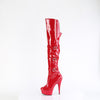 DELIGHT-3018 - Plateau Overknee Stiefel - Rot Lack von Pleaser – Ansicht 3