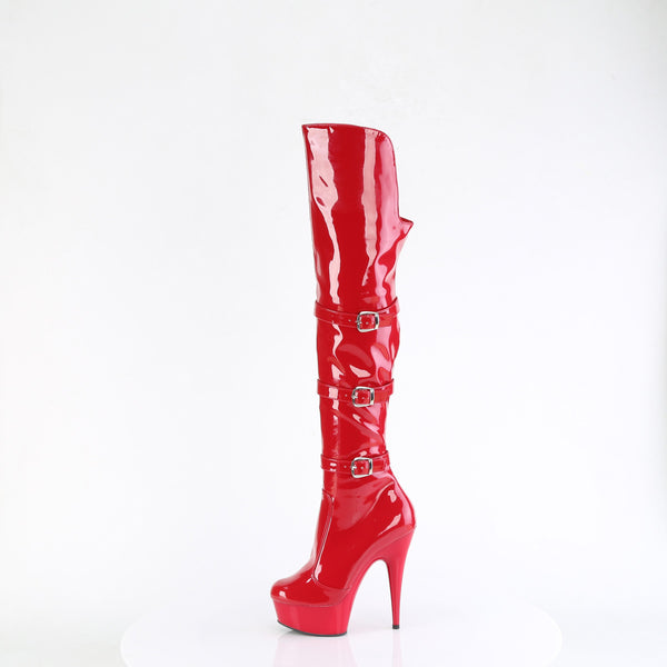 DELIGHT-3018 - Plateau Overknee Stiefel - Rot Lack von Pleaser – Ansicht 3