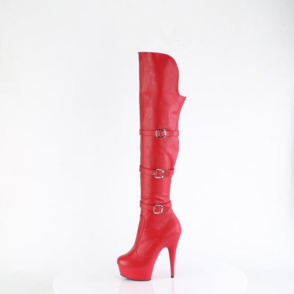 DELIGHT-3018 Plateau Overknee Stiefel Rot Matt von Pleaser – Ansicht 3