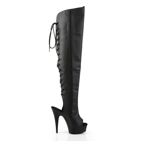 DELIGHT-3019 Overkneestiefel Plateauschuhe Schwarz | Pleaser