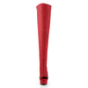 DELIGHT-3019 Overkneestiefel Plateauschuhe Rot | Pleaser