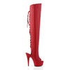 DELIGHT-3019 Overkneestiefel Plateauschuhe Rot | Pleaser