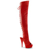 DELIGHT-3019 Overkneestiefel Plateauschuhe Rot | Pleaser