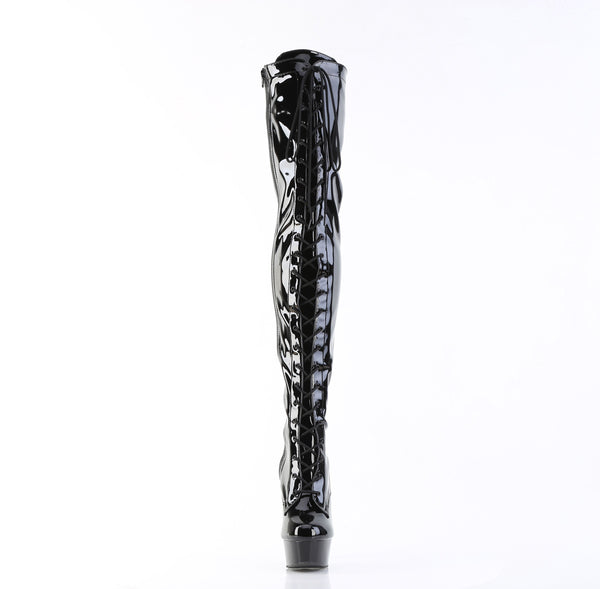 DELIGHT-3023 Plateau Overknee Stiefel Schwarz Lack von Pleaser – Ansicht 2