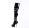 DELIGHT-3023 Plateau Overknee Stiefel Schwarz Lack von Pleaser – Ansicht 3