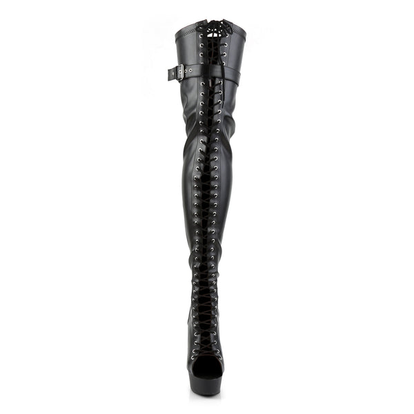 DELIGHT-3025 Plateau Overknee Stiefel Schwarz von Pleaser – Ansicht 2