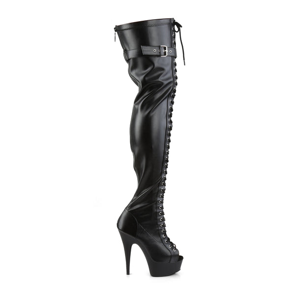DELIGHT-3025 Plateau Overknee Stiefel Schwarz von Pleaser