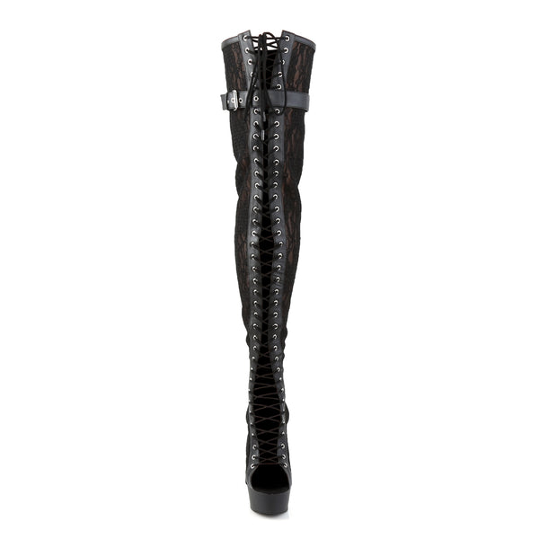 DELIGHT-3025ML Plateau Overknee Stiefel Schwarz von Pleaser – Ansicht 2