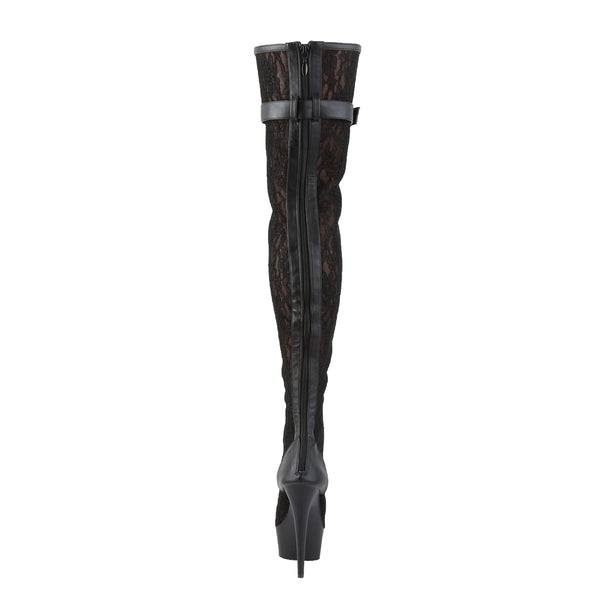 DELIGHT-3025ML Plateau Overknee Stiefel Schwarz von Pleaser – Ansicht 4