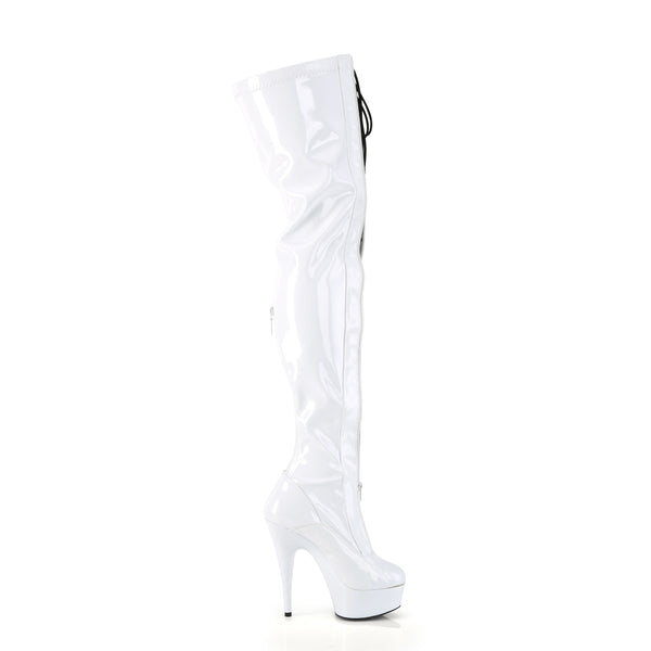 DELIGHT-3027 Plateau Overknee Stiefel - Weiß von Pleaser – Ansicht 5