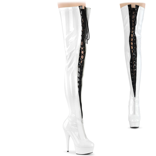 DELIGHT-3027 Plateau Overknee Stiefel - Weiß von Pleaser