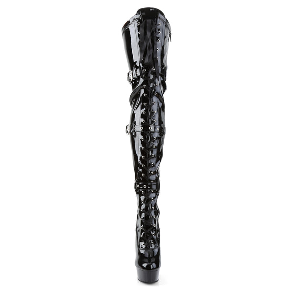 DELIGHT-3028 Plateau Overknee Stiefel Schwarz Lack von Pleaser – Ansicht 2