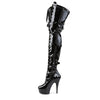 DELIGHT-3028 Plateau Overknee Stiefel Schwarz Lack von Pleaser – Ansicht 3