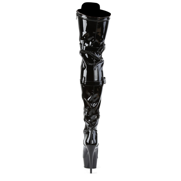 DELIGHT-3028 Plateau Overknee Stiefel Schwarz Lack von Pleaser – Ansicht 4