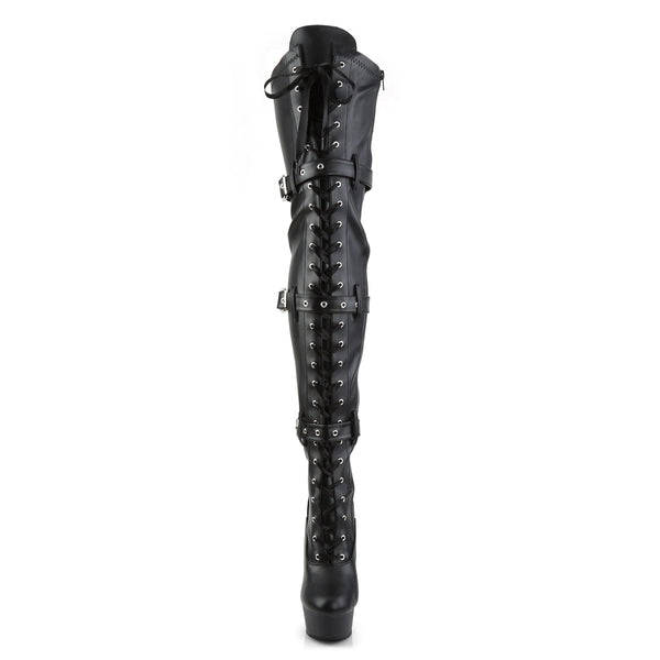 DELIGHT-3028 Plateau Overknee Stiefel Schwarz Matt von Pleaser – Ansicht 2