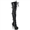 DELIGHT-3028 Plateau Overknee Stiefel Schwarz Matt von Pleaser