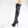 DELIGHT-3029 - Plateau Overknee Stiefel - Schwarz Lack Holografisch von Pleaser – Ansicht 3