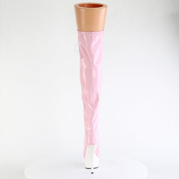 DELIGHT-3029 - Plateau Overknee Stiefel - Rosa/weiß Holografisch von Pleaser – Ansicht 4