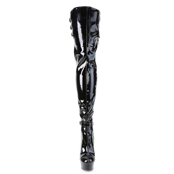 DELIGHT-3055 Plateau Overknee Stiefel Lack/Schwarz von Pleaser – Ansicht 2