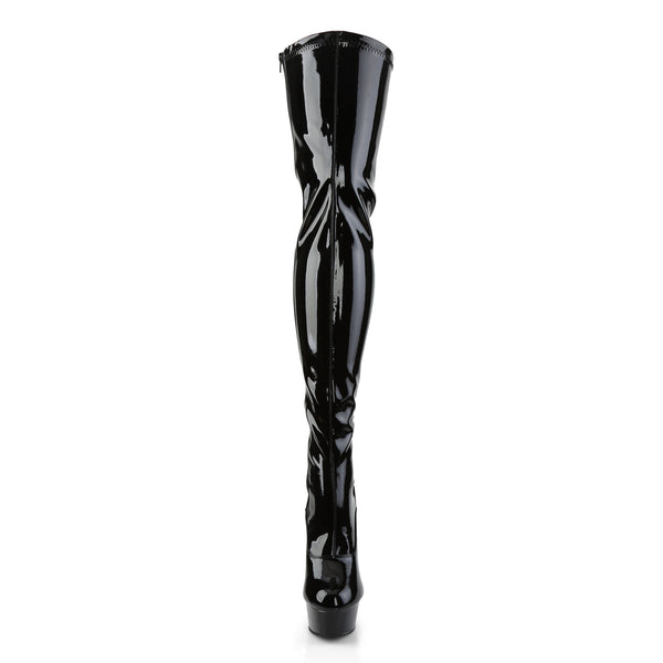 DELIGHT-3063 Plateau Overknee Stiefel Schwarz Lack von Pleaser – Ansicht 2