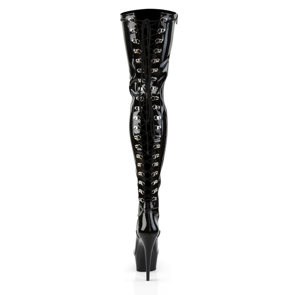DELIGHT-3063 Plateau Overknee Stiefel Schwarz Lack von Pleaser – Ansicht 4