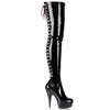 DELIGHT-3063 Plateau Overknee Stiefel Schwarz Lack von Pleaser